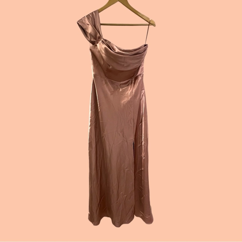 Birdy Grey Kira Pink Midi Dress Size Large One Shoulder Formal Gown